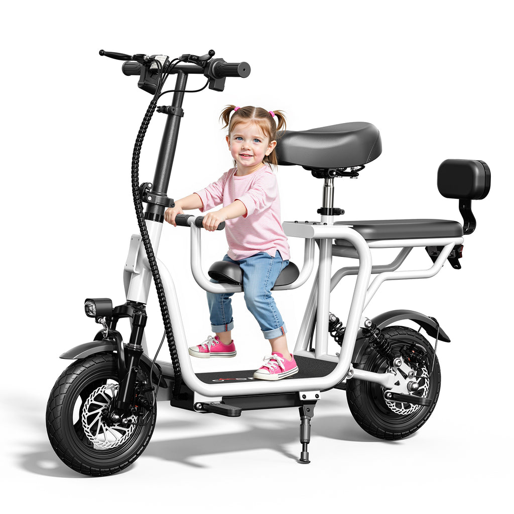 Pro Electric Scooter Upgraded Version, 500W-750W Motor, Electric Scooter with Seat within 18.75MPH, Electric Scooter with Double Brakes, 12 "Tire Foldable Adult Scooter for Commuting,White