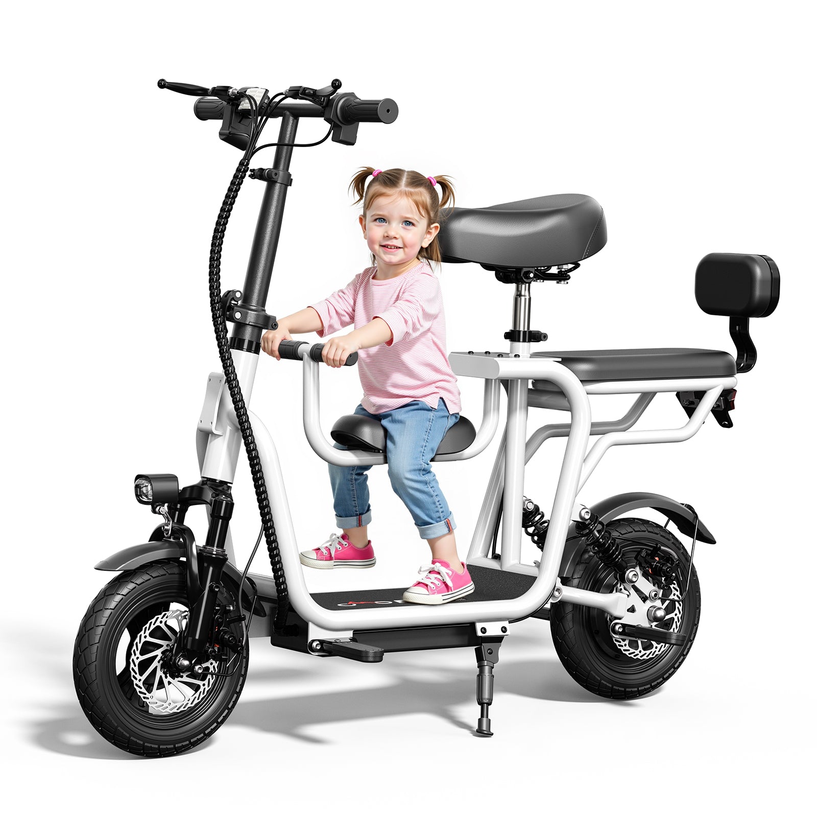 Pro Electric Scooter Upgraded Version, 500W-750W Motor, Electric Scooter with Seat within 18.75MPH, Electric Scooter with Double Brakes, 12 "Tire Foldable Adult Scooter for Commuting,White
