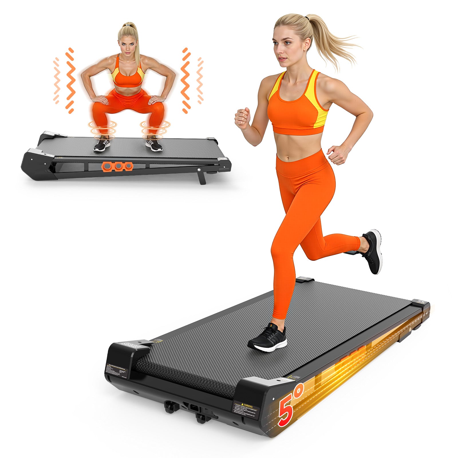 AKLUER 2.5HP Brushless Motor Treadmill, with 6% Manual Incline 2 in 1 Walking Pad, Romote Control, Phone Holder, 0.6-4 MPH Speed Range, Portable Running Walking Machine