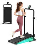 UP PAD Motorless Treadmills with Dual Flywheel & Fixed Incline, LCD Monitor, Non-Slip Belt, Compact Foldable Design for Walking/Jogging
