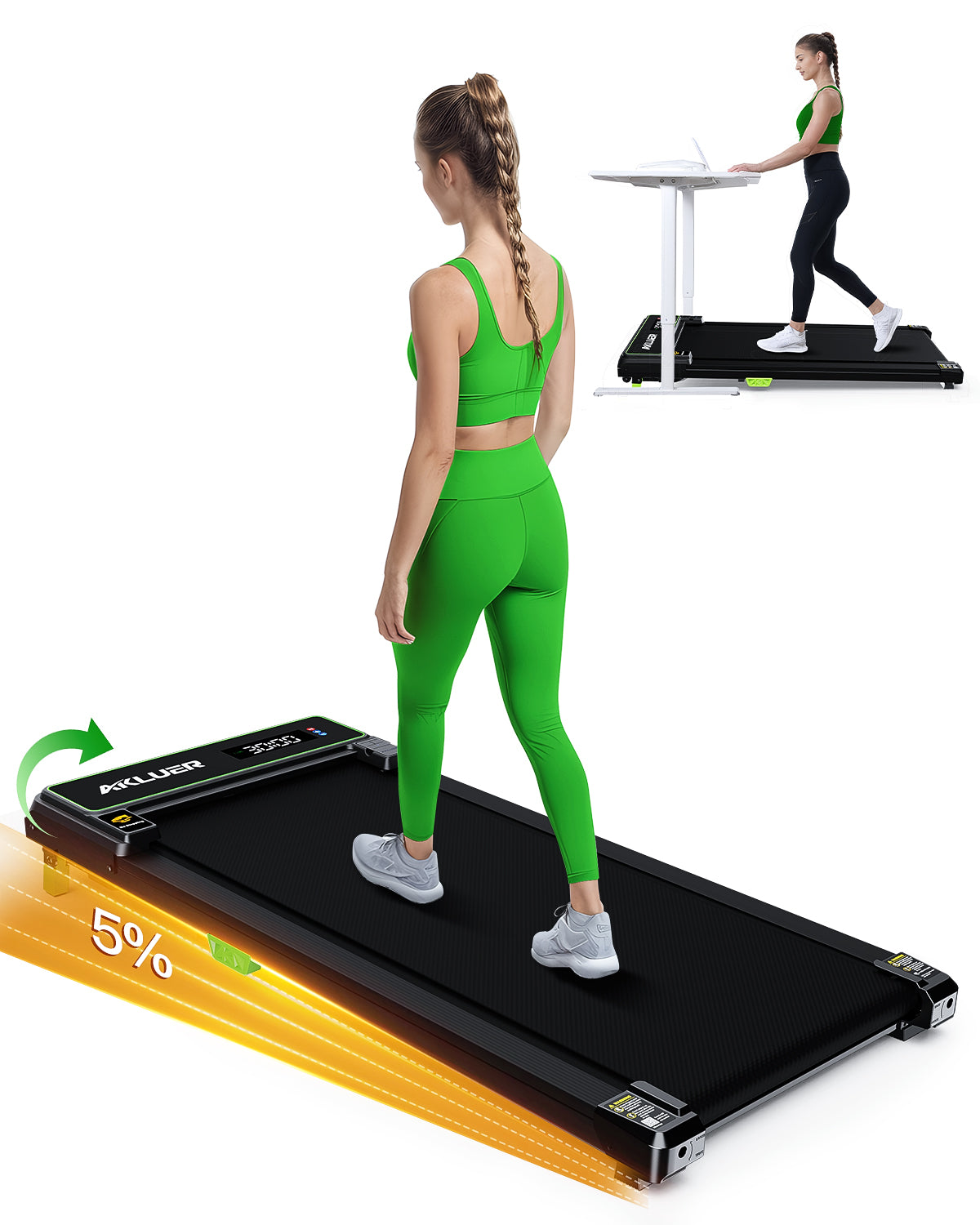 Walking Pad with Incline, Under Desk Treadmill for Home&Office, Portable Treadmills with Remote Control