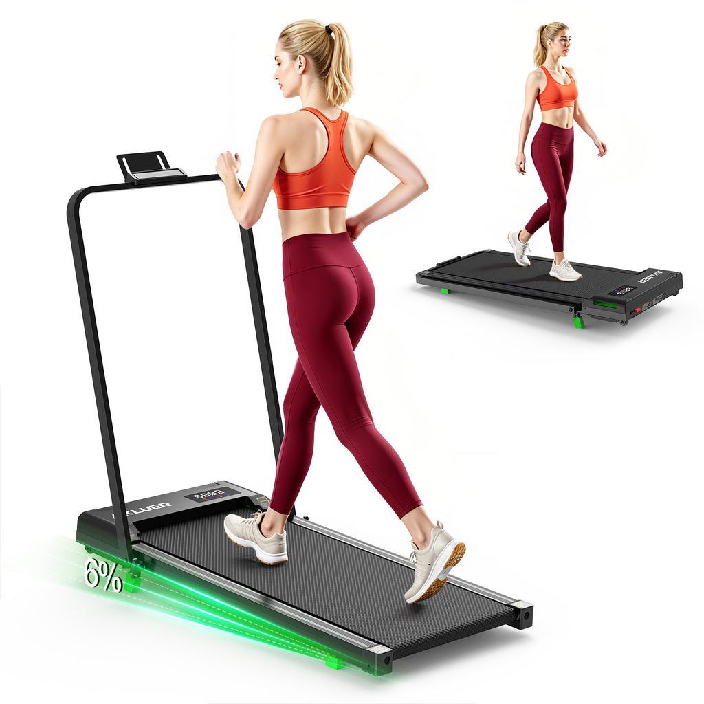AKLUER Walking Pad Treadmill with Vibration Plate, Under Desk Treadmills with Incline, Low Noise Walking Pad for Home Small Spaces, Office, Remote Control & LED Display