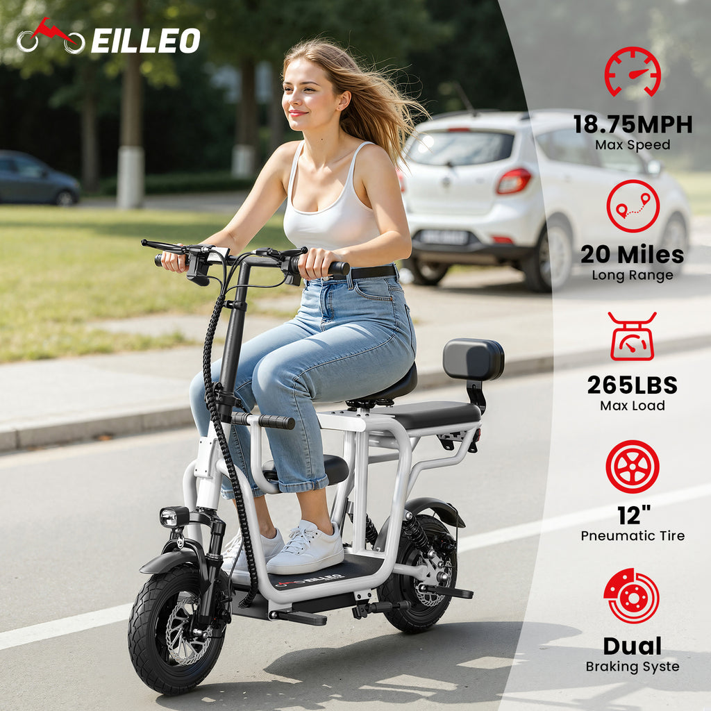 Pro Electric Scooter Upgraded Version, 500W-750W Motor, Electric Scooter with Seat within 18.75MPH, Electric Scooter with Double Brakes, 12 "Tire Foldable Adult Scooter for Commuting,White