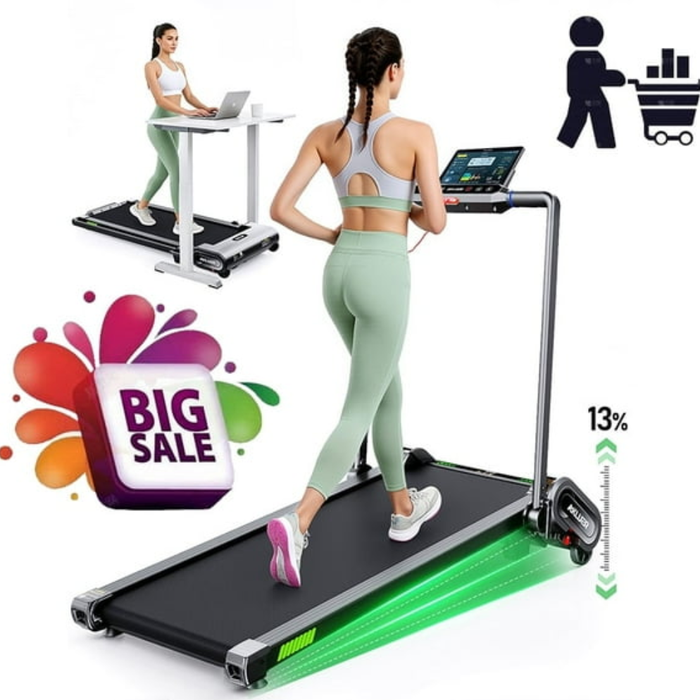 330 lbs Portable Folding Treadmill, 2.5 HP Foldable Compact Treadmill for Home Office, Walking Running Treadmill with LED Display for Exercise