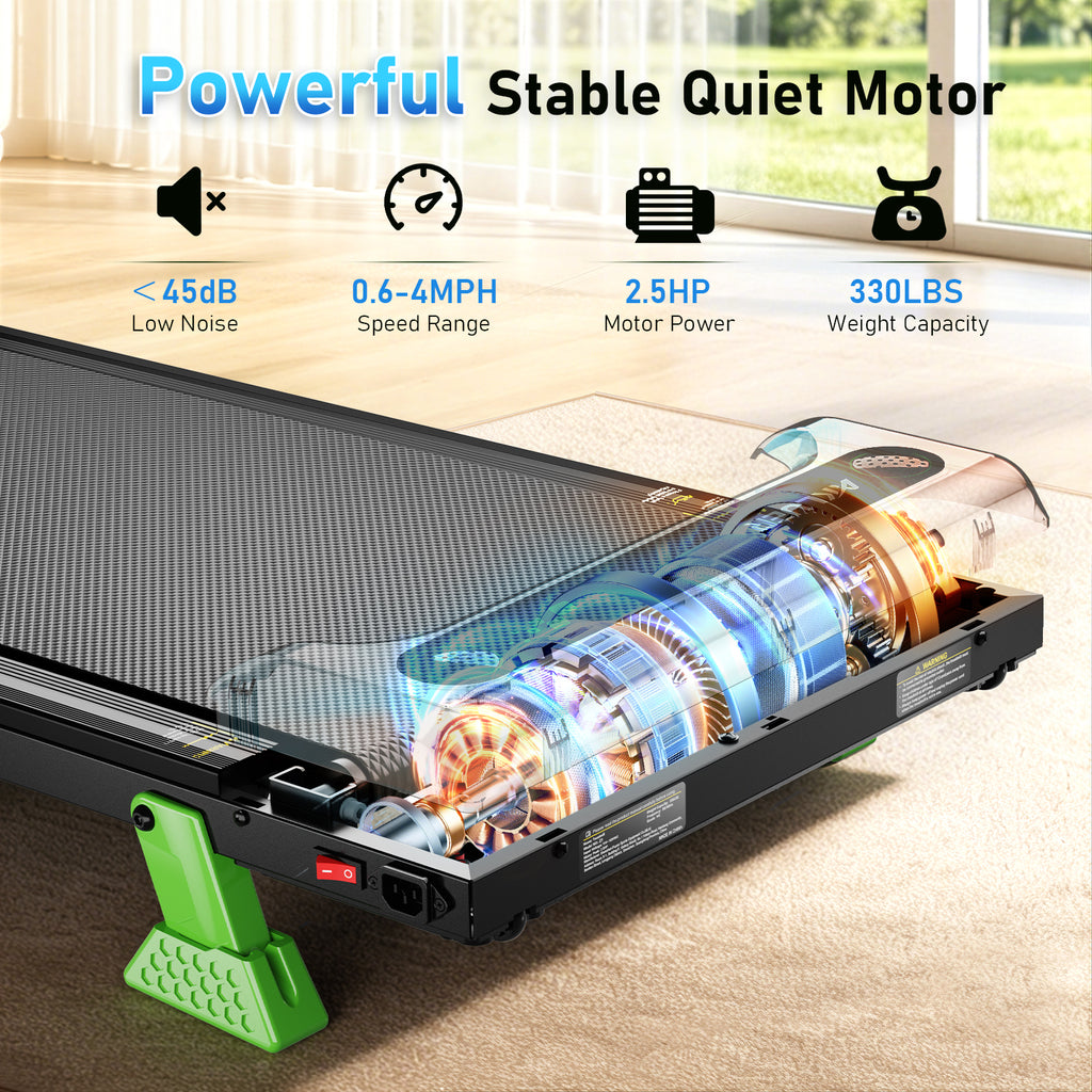 AKLUER Walking Pad Under Desk Treadmill, 2.5HP Quiet Motor, Adjustable 0.6-4MPH Speed, 9% Manual Incline with Remote for Home Office