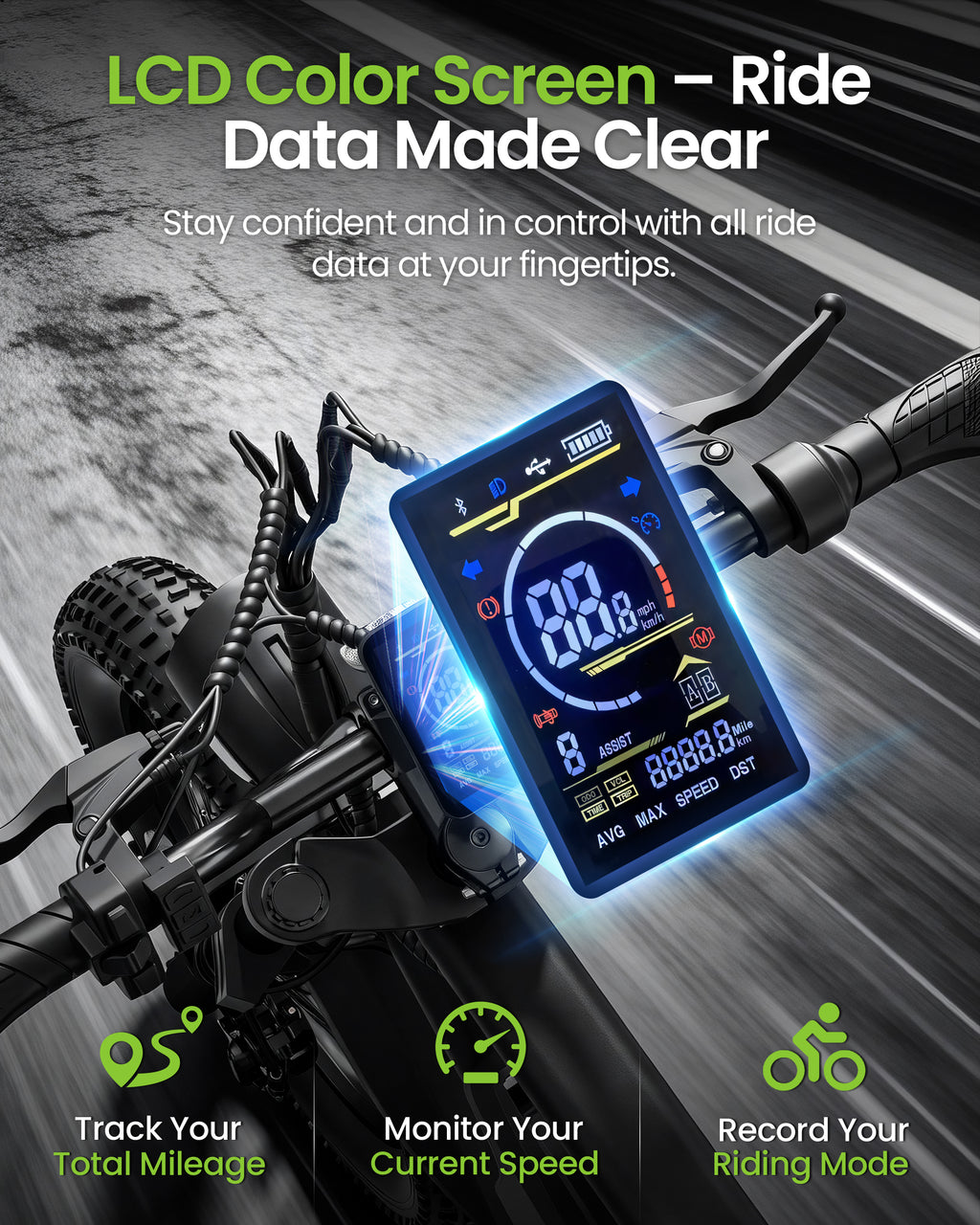 Electric Bike for Adults - 750W Motor, 48V 13Ah Removable Battery, Full Suspension, 3 Riding Modes, Color Display, 65Nm Torque, Lightweight, 264 lb Load