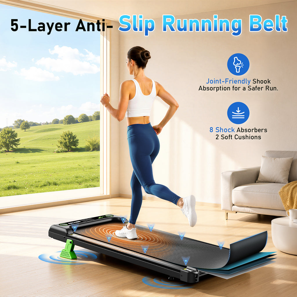 AKLUER Walking Pad Under Desk Treadmill, 2.5HP Quiet Motor, Adjustable 0.6-4MPH Speed, 9% Manual Incline with Remote for Home Office