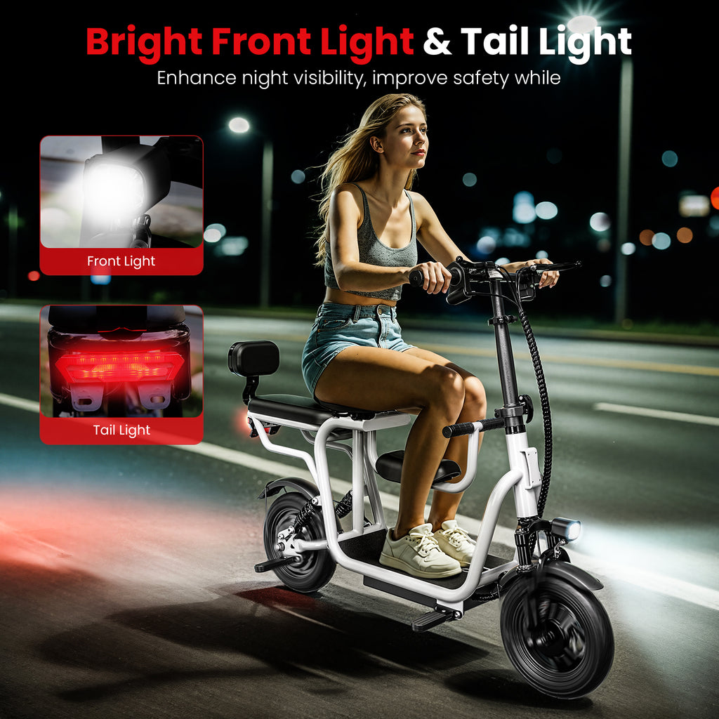 Pro Electric Scooter Upgraded Version, 500W-750W Motor, Electric Scooter with Seat within 18.75MPH, Electric Scooter with Double Brakes, 12 "Tire Foldable Adult Scooter for Commuting,White