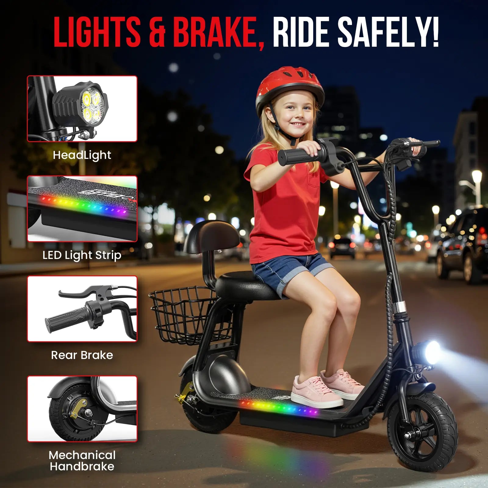 EILLEO Q1 Electric Scooter for Kids with Seat