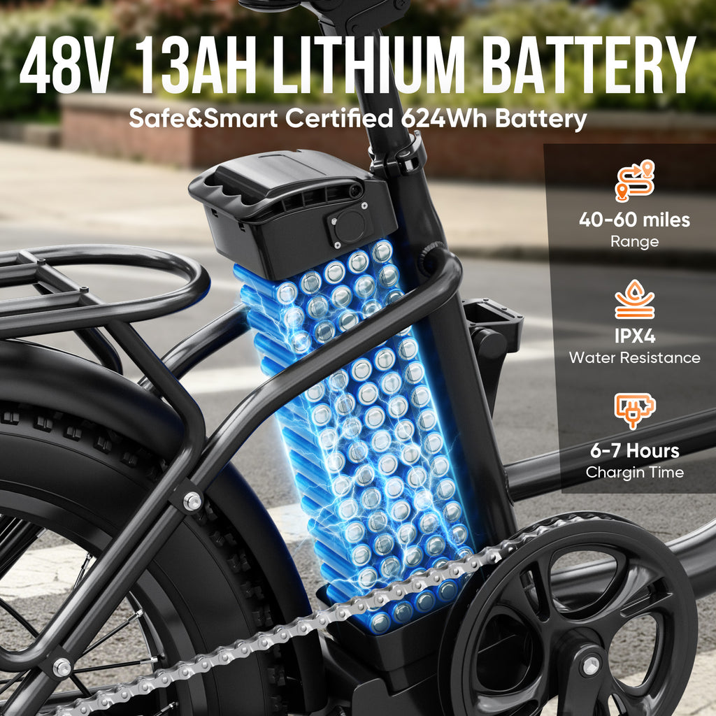 Electric Bicycle, 1500W Peak Motor, 48V 13Ah Battery 60 Mile Max Range, NFC Lock 7-Speed E-Bike for Mountain & Off-Road Trips,UL 2849