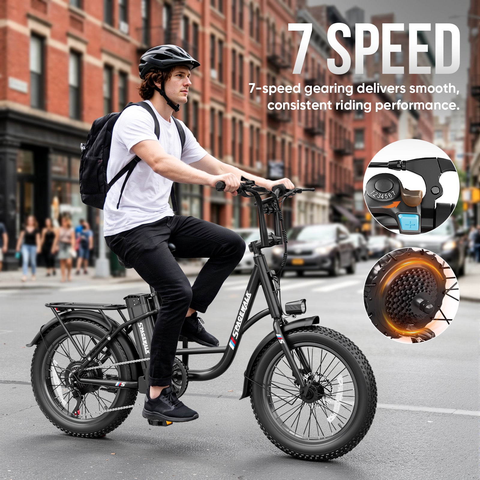 Electric Bicycle, 1500W Peak Motor, 48V 13Ah Battery 60 Mile Max Range, NFC Lock 7-Speed E-Bike for Mountain & Off-Road Trips,UL 2849