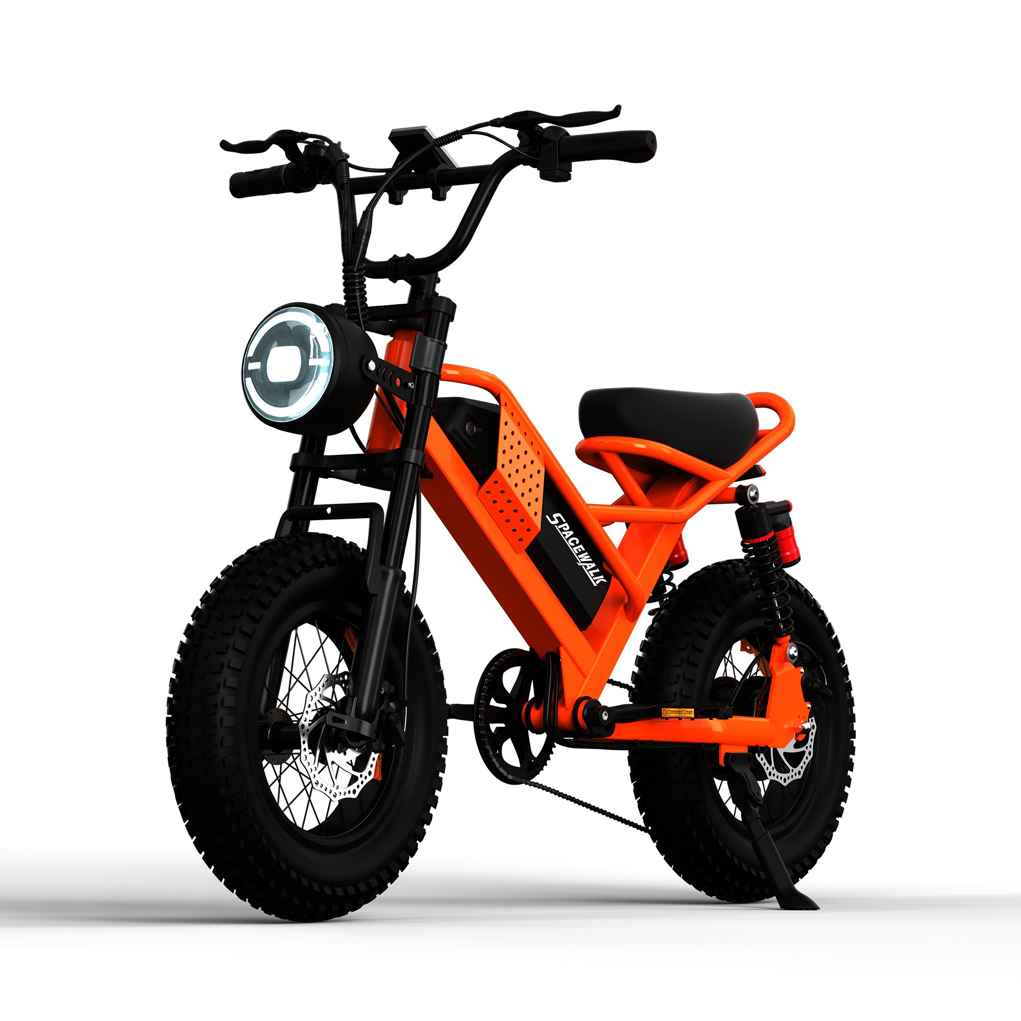 Spacewalk 16" Fat Tire Electric Bike – 750W Motor, 21.7MPH, 48V 15Ah Removable Battery – Compact Ebike for Riders 4'10" to 5'5" & Teens – 4 Shock Absorbers, Smooth Ride