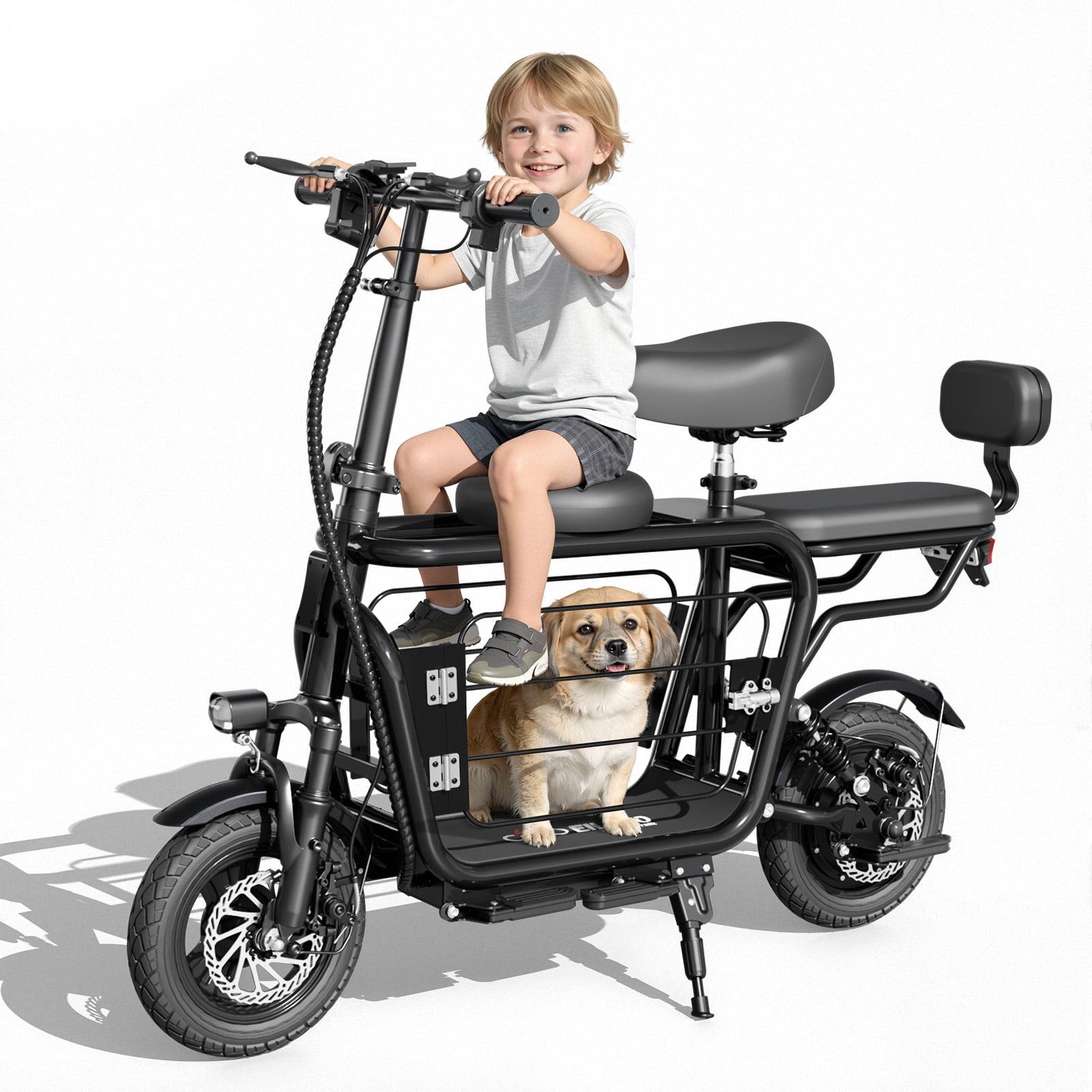 EILLEO Pro Electric Scooter With Seats For Adults, 750W Motor with Pet Basket for Pets & Groceries,18.75MPH 20 Mile Range E-Bike with Seat & Dual Brakes