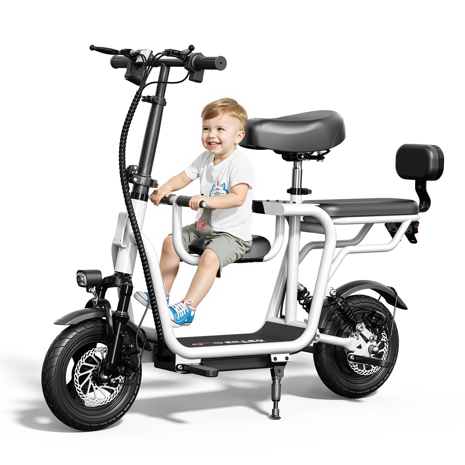 Pro Electric Scooter Upgraded Version, 500W-750W Motor, Electric Scooter with Seat within 18.75MPH, Electric Scooter with Double Brakes, 12 "Tire Foldable Adult Scooter for Commuting,White